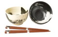 Set de boluri japoneze bej-negru (pentru 2 persoane)